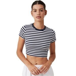 Cotton On Womens Striped Micro Basic T-Shirt, NWT